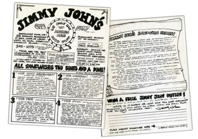 First Jimmy John's Menu
