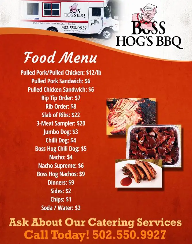 Boss Hog's BBQ Menu