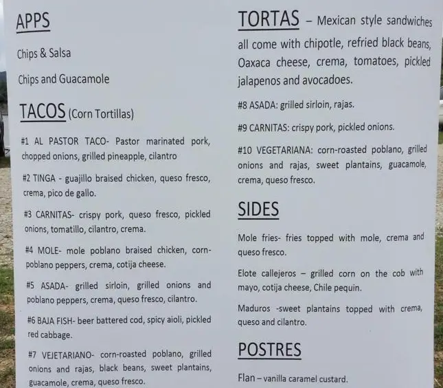 El Taco Luchador Food Truck Menu