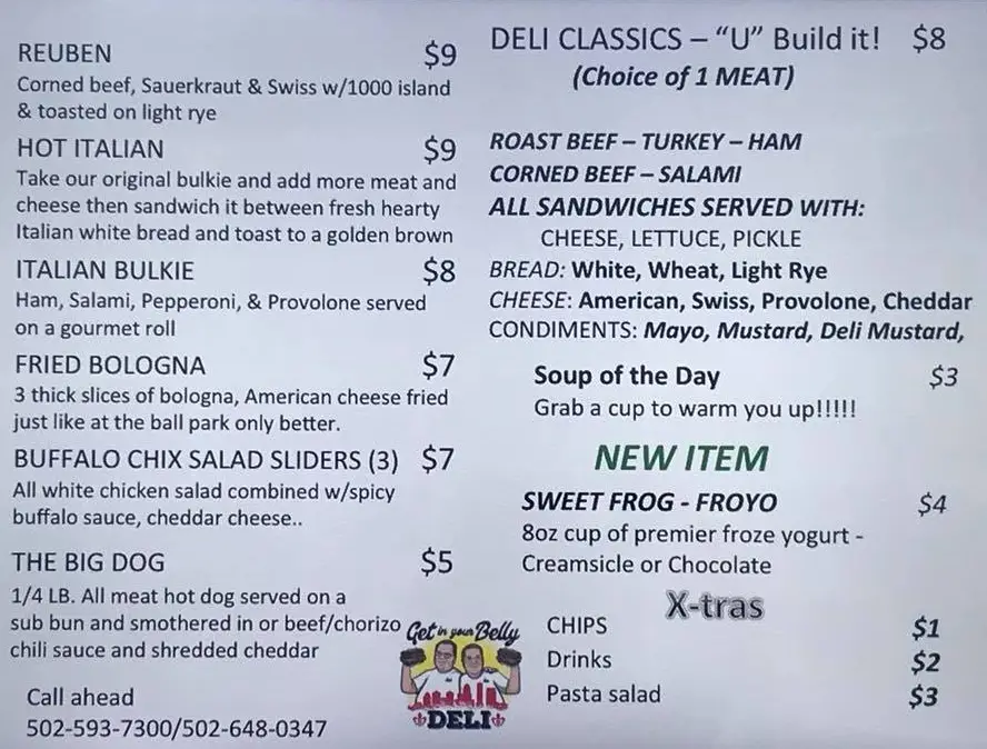 Get in Your Belly Deli Food Truck Menu