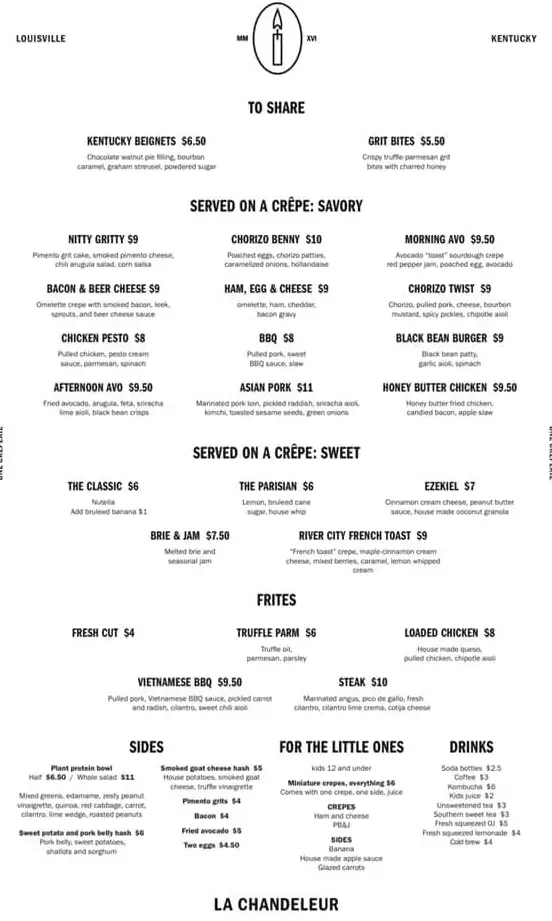 La Chandeleur Food Truck Menu