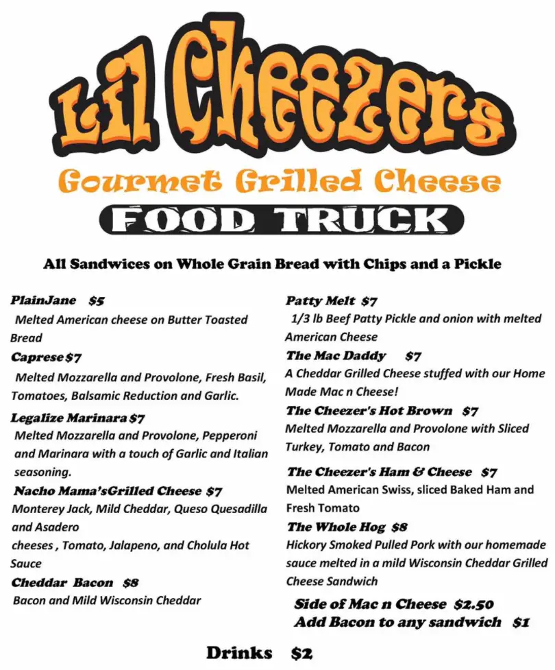 Lil Cheezers Food Truck Menu