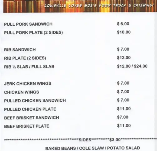 Moe-licious BBQ Food Truck Menu