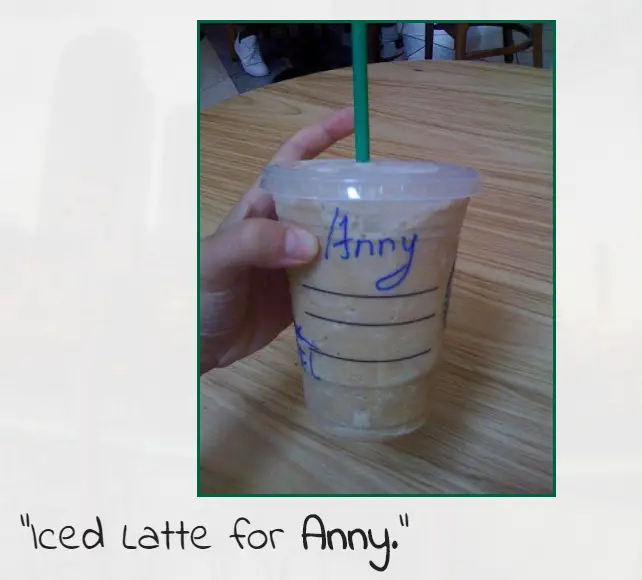 starbucks order for Ashley misspelled as Anny