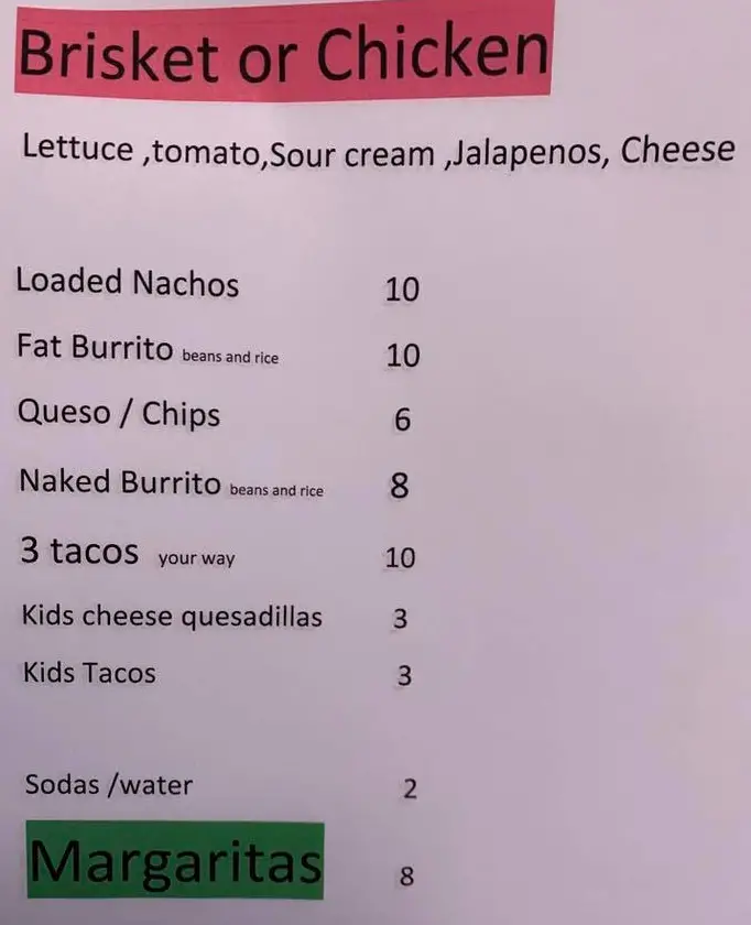 Ramiros Cantina Food Truck Menu