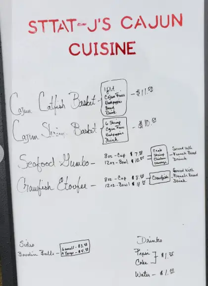 STTAT-Js Cajun Cuisine Food Truck Menu